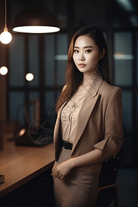 一位穿着职业装的亚洲女人半身照背景图片