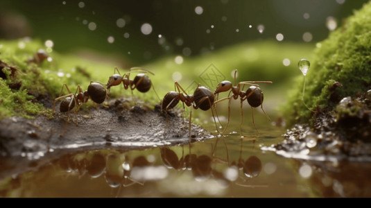 蚂蚁重建被淹没的巢穴图片