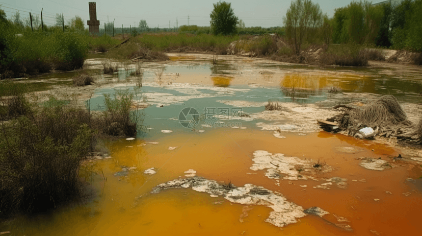 重金属和化学物质的水污染图片