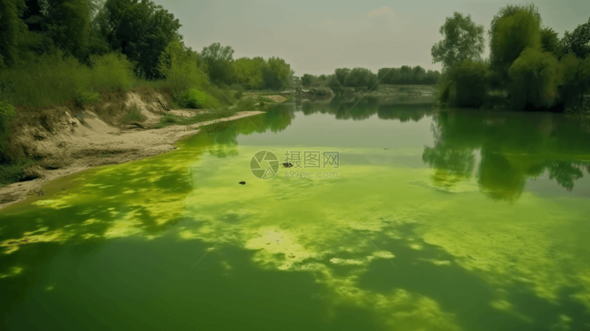 藻类水污染池塘图片