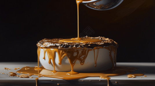 蜂蜜产品焦糖蛋糕甜品设计图片