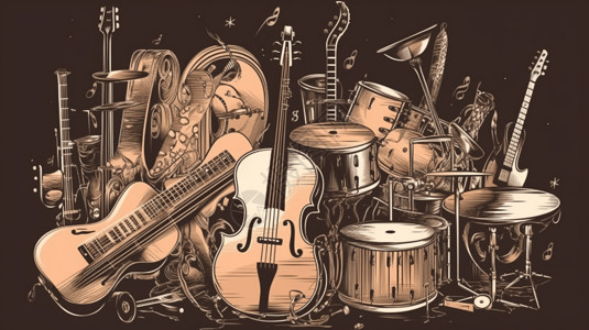 摇滚乐队的乐器背景图片