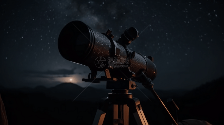 夜间观看星空的望远镜图片