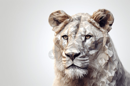 白色菱形素材3D菱形狮子特写设计图片