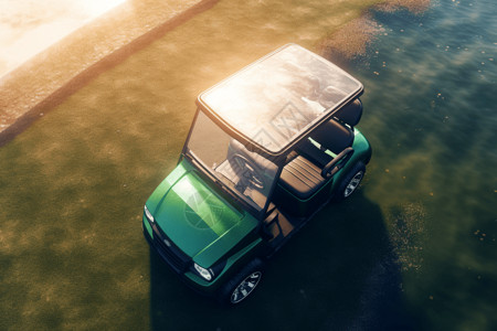 阳光下的自动驾驶高尔夫球车图片