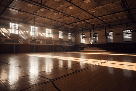 无人的篮球馆背景图片