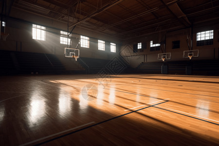 透进阳光的篮球馆图片