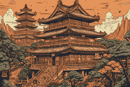 中国第二高楼中国宫殿插图插画