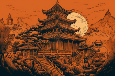 中国宫殿插图图片