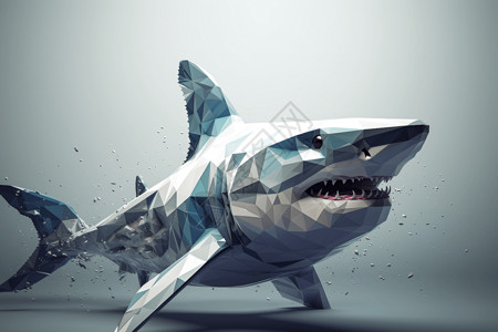 几何3d鲨鱼图形背景图片