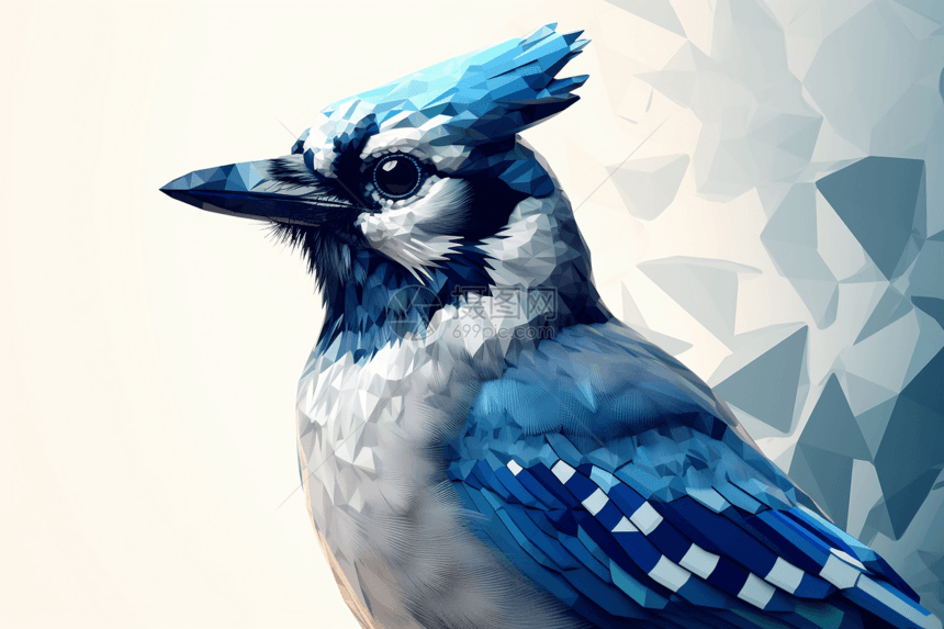 几何菱形蓝色立体动物鸟头像图片