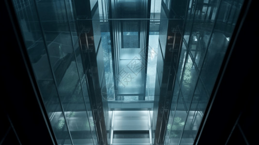 玻璃电梯摩天大楼中的透明电梯插画