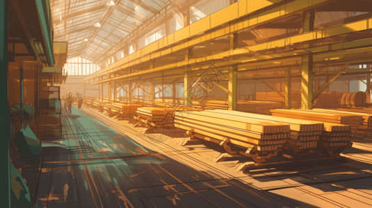 木材加工厂生产线图片