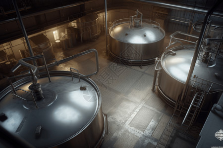 工厂3D3D混合罐工厂场景渲染图背景
