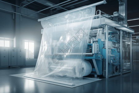 机械3D3D塑料袋生产机器展示图背景