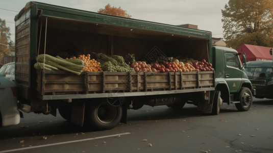 一辆卖菜的货车图片