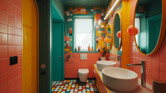 色彩缤纷的浴室图片