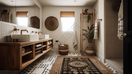 波西米亚风格现代风格波西米亚浴室设计图片