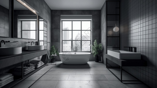 城市酒店现代浴室背景图片