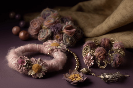 珠宝纹理针毡羊毛配饰背景