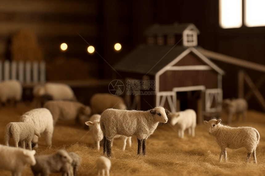 毛毡农场和羊图片