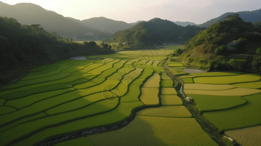 阶梯麦田稻田高清图片素材