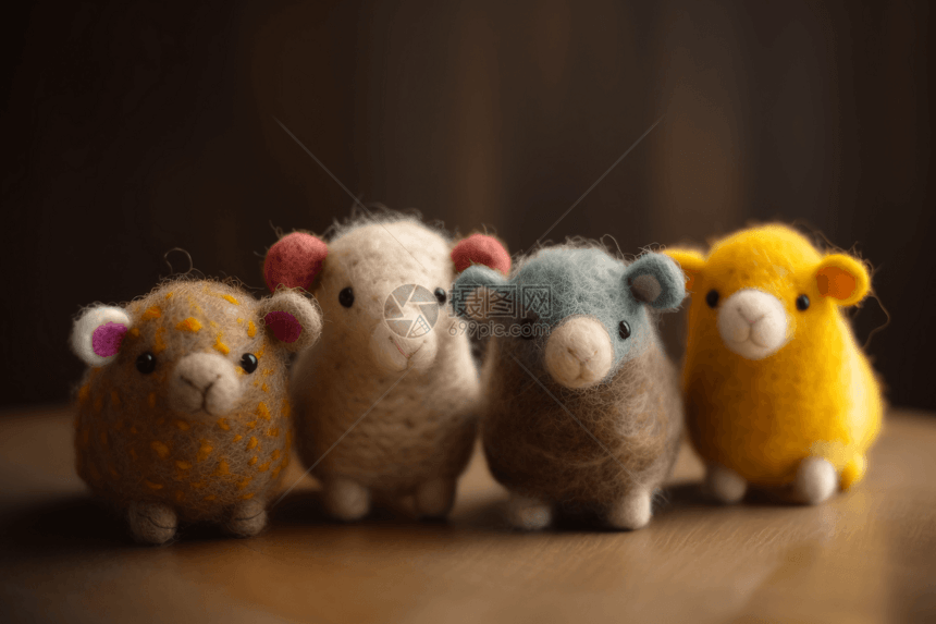 毛毡制成的可爱动物图片