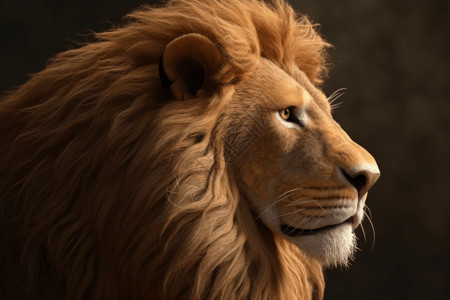 狮子头像雄伟鬃毛的毛毡狮子侧视图背景