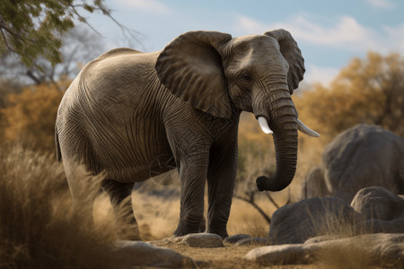 非洲草原上的大象高清图片