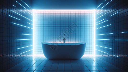蓝色发光浴室背景图片