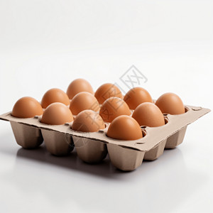 蛋壳纸鸡蛋纸箱前视图白色背景背景