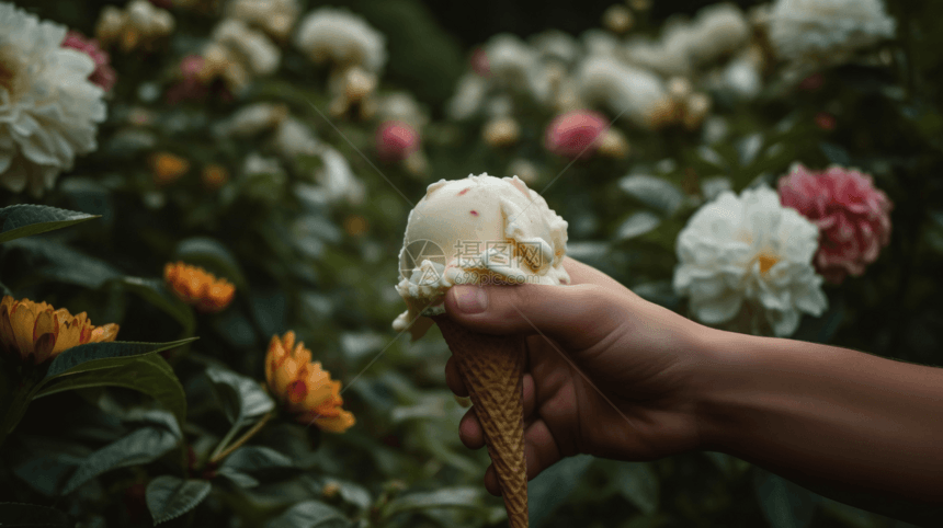 手里握着甜筒图片