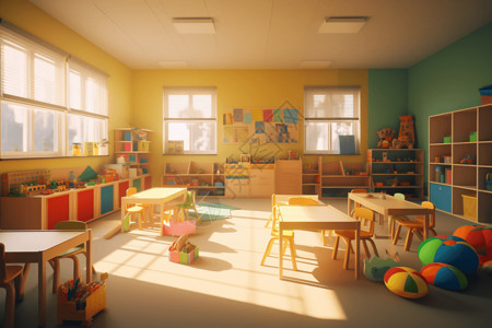 幼儿园3d渲染背景图片