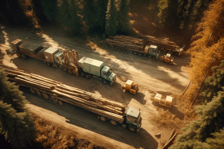 森林主题木材运输背景