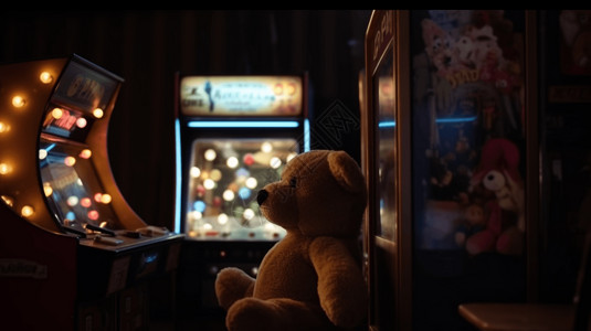 动物经典素材黄色小熊娃娃机背景