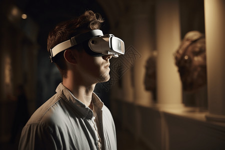 VR博物馆用VR眼镜逛博物馆背景