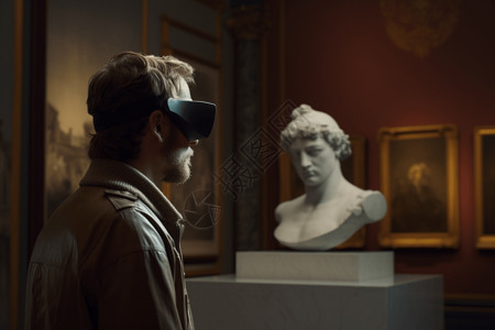 VR博物馆在博物馆使用AR眼镜的人背景