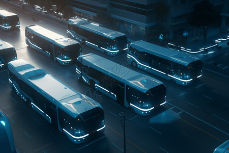广告车细节展示科技全自动巴士插画