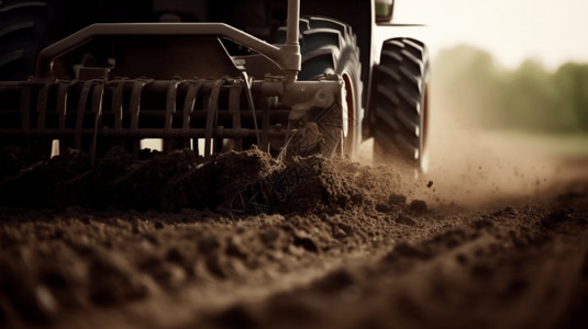 犁地机器耕种土壤的特写镜头背景