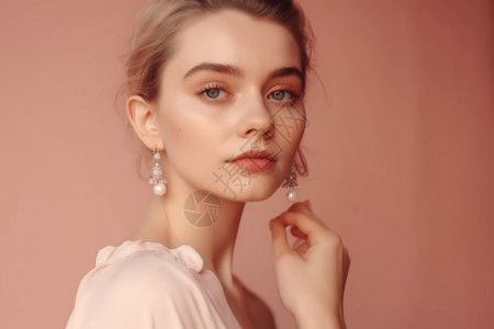 女性模特佩戴珠宝样式图高清图片