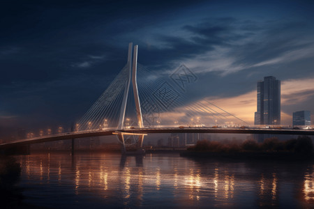 斜拉桥3D渲染图背景图片