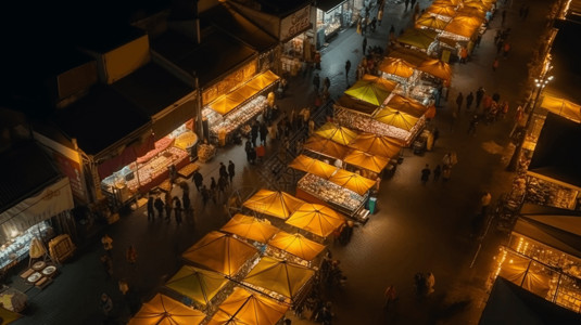 美食街夜市背景图片