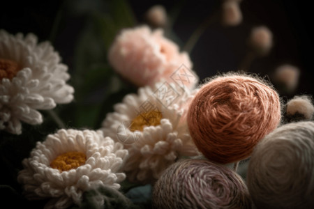 毛线花卉制片高清图片