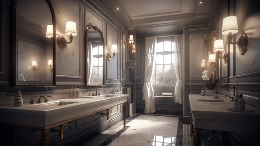 优雅复古酒店浴室背景图片