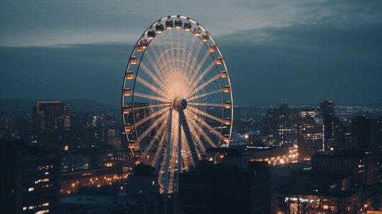 夜空下的摩天轮城市夜空中的摩天轮背景