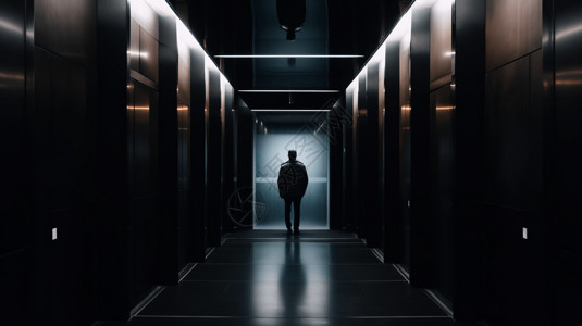 商场人商场电梯内部中间站着一个孤独的人物设计图片