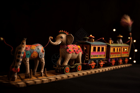 卡通货车羊毛毡动物马戏团列车背景