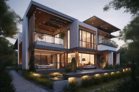 住宅平面图花园别墅模型设计图片