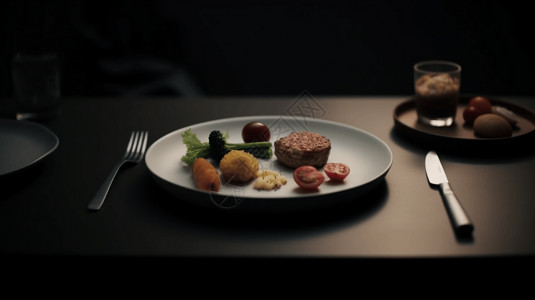 减脂餐摆盘和美食特写背景图片