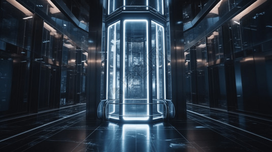 办公楼电梯购物中心未来电动电梯插画